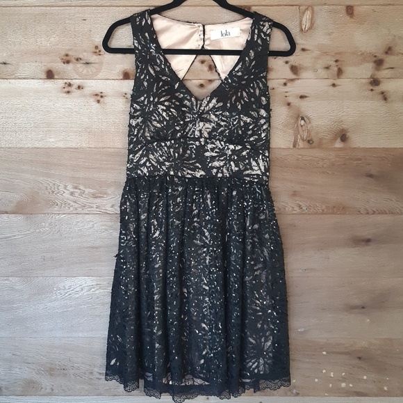 lola Dresses & Skirts - Lola Lace Overlay with Sequins Cocktail Dress